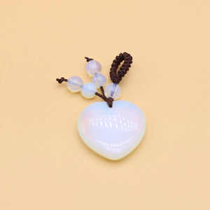 Natural Stone Heart Keychain Love Pendant Opal Rope Charm Jewelry 1Pc