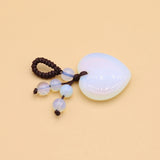 Natural Stone Heart Keychain Love Pendant Opal Rope Charm Jewelry 1Pc