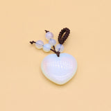 Natural Stone Heart Keychain Love Pendant Opal Rope Charm Jewelry 1Pc