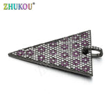Brass CZ Triangle Charms for DIY Jewelry, Mixed Color, Hole: 3.5mm