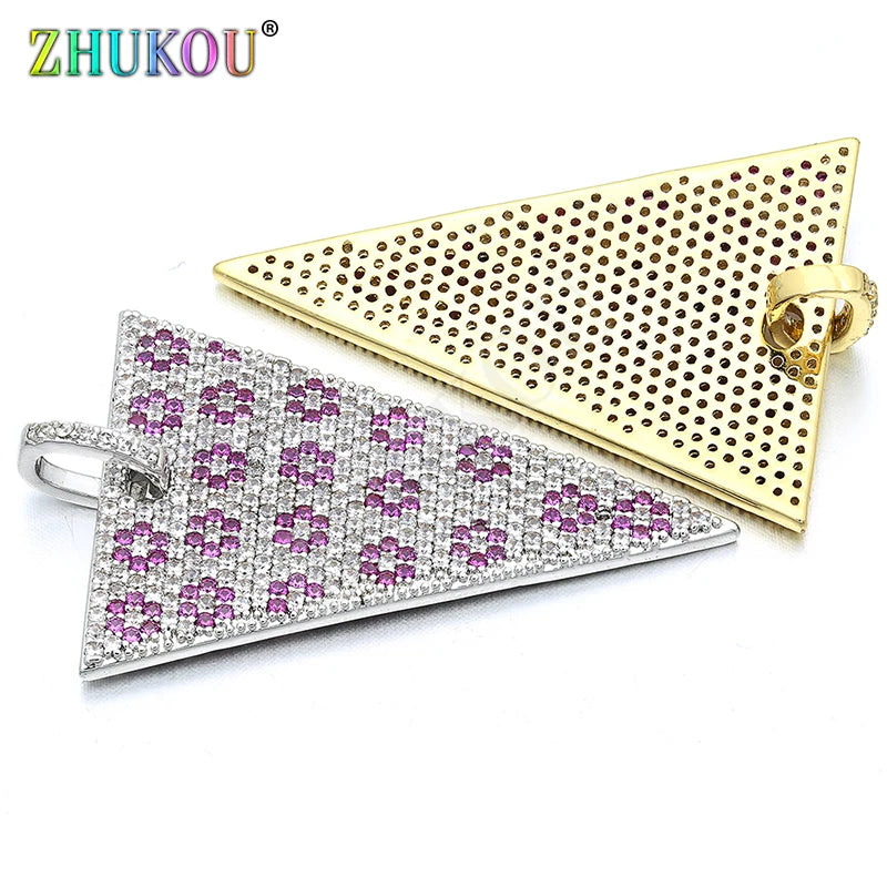 Brass CZ Triangle Charms for DIY Jewelry, Mixed Color, Hole: 3.5mm