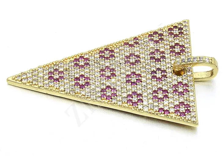 Brass CZ Triangle Charms for DIY Jewelry, Mixed Color, Hole: 3.5mm