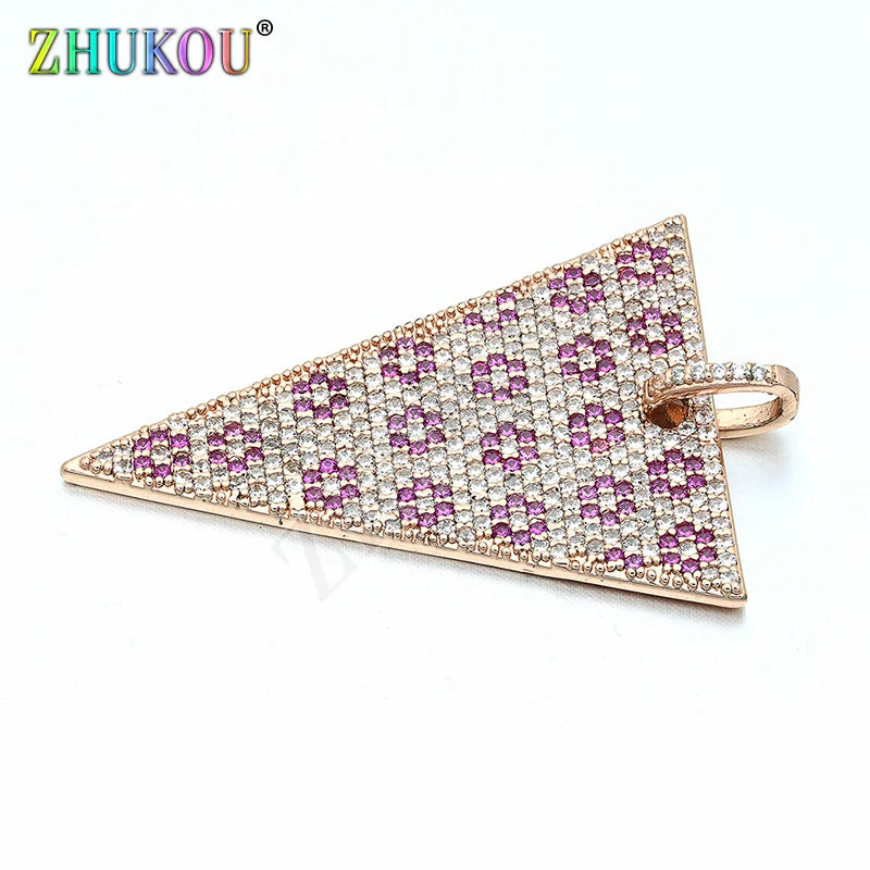 Brass CZ Triangle Charms for DIY Jewelry, Mixed Color, Hole: 3.5mm