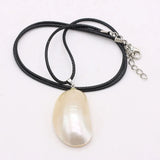 Natural Oval Mabe Mother of Pearl Pendant Necklace Leather String Chakra Jewelry
