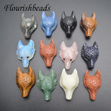 25x42mm Natural Gemstone Carved Wolf Head Pendant for Necklace Jewelry Making