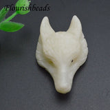 25x42mm Natural Gemstone Carved Wolf Head Pendant for Necklace Jewelry Making