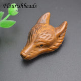 25x42mm Natural Gemstone Carved Wolf Head Pendant for Necklace Jewelry Making