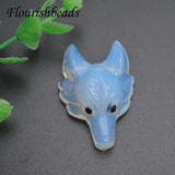 25x42mm Natural Gemstone Carved Wolf Head Pendant for Necklace Jewelry Making