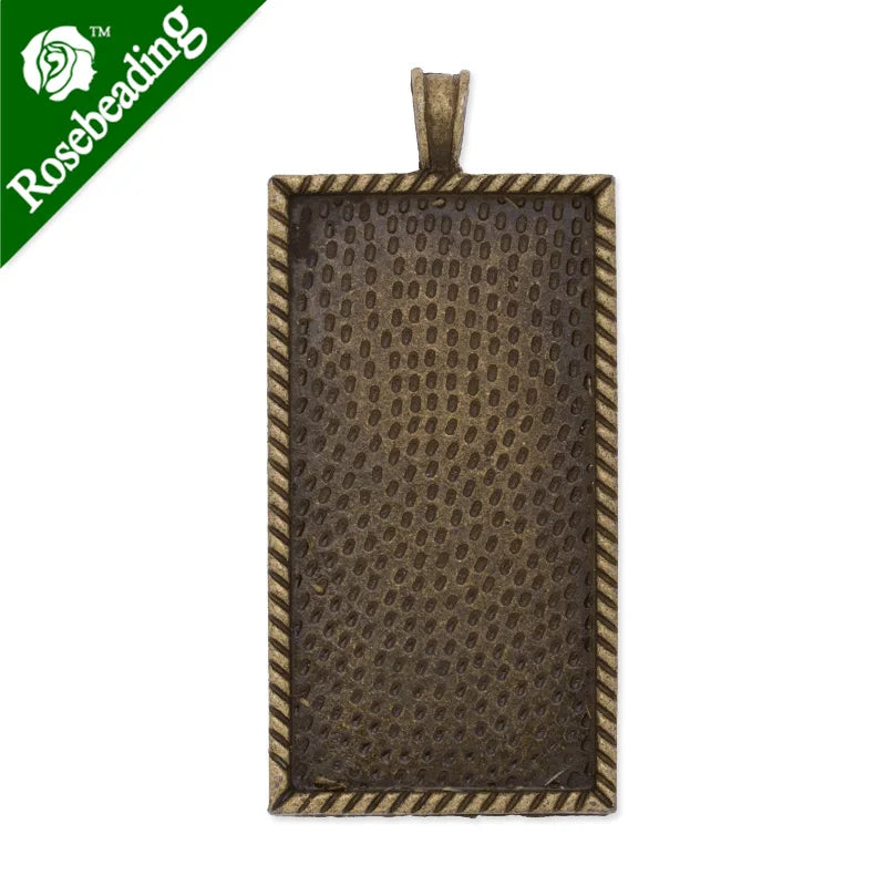 Antique Bronze Plated Pendant Tray 25x50mm - 20pcs/lot
