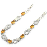Golden Citrine Aquamarine CZ Silver Bracelet 7-8.0inch