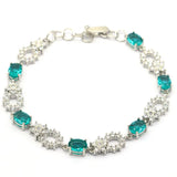 Golden Citrine Aquamarine CZ Silver Bracelet 7-8.0inch