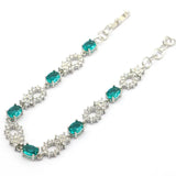Golden Citrine Aquamarine CZ Silver Bracelet 7-8.0inch