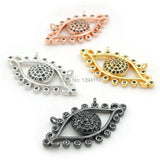 Micro Pave CZ Eye Charm Double Circles Necklace Jewelry