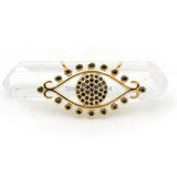 Micro Pave CZ Eye Charm Double Circles Necklace Jewelry
