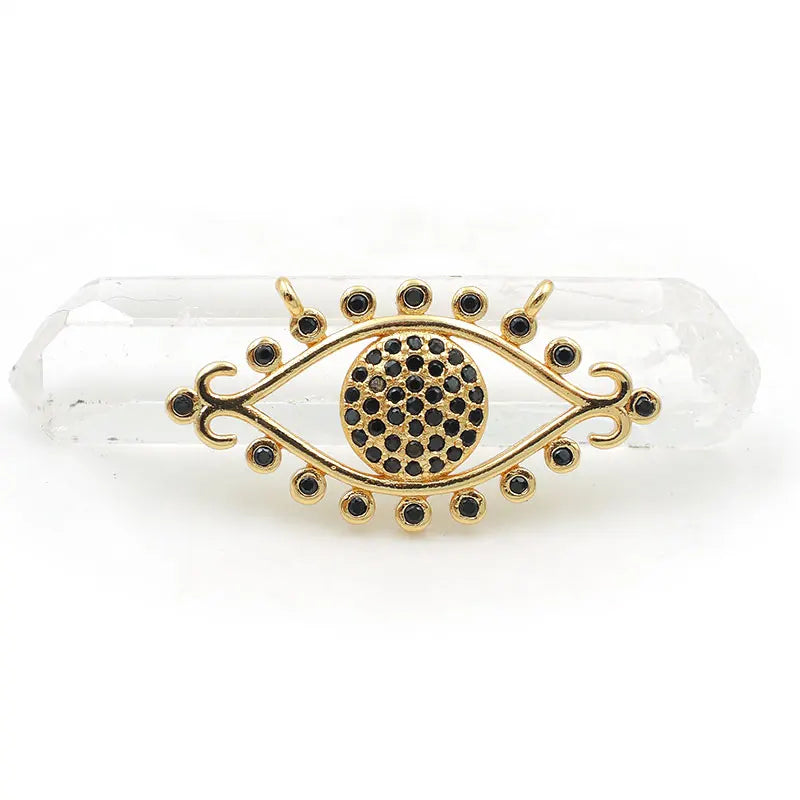 Micro Pave CZ Eye Charm Double Circles Necklace Jewelry