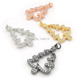 Micro Pave Clear CZ Christmas Tree Charm for Bracelets Jewelry