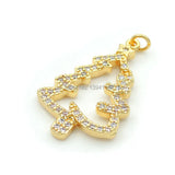 Micro Pave Clear CZ Christmas Tree Charm for Bracelets Jewelry