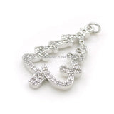 Micro Pave Clear CZ Christmas Tree Charm for Bracelets Jewelry