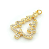 Micro Pave Clear CZ Christmas Tree Charm for Bracelets Jewelry