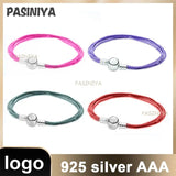 Sterling Silver Beads Multilayer Rope Bracelet with Logo