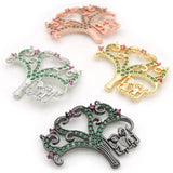 Micro Pave Green&Red CZ Life Tree Charm Double Circles Necklace Jewelry