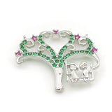 Micro Pave Green&Red CZ Life Tree Charm Double Circles Necklace Jewelry