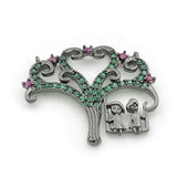 Micro Pave Green&Red CZ Life Tree Charm Double Circles Necklace Jewelry