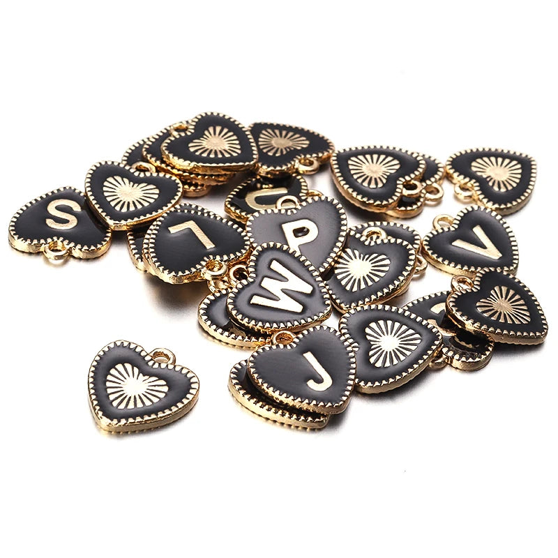 26-28Pcs Alloy Drop Pendant Heart Charm DIY Necklace Bracelet Ear