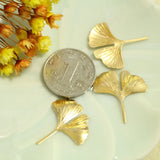Brass Plated Ginkgo Leaf, Decorative Leaf for Crafts, 30 Pcs