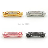 Micro Pave Clear CZ Arc Tube Beads Piercing Filigree DIY Jewelry