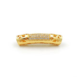 Micro Pave Clear CZ Arc Tube Beads Piercing Filigree DIY Jewelry