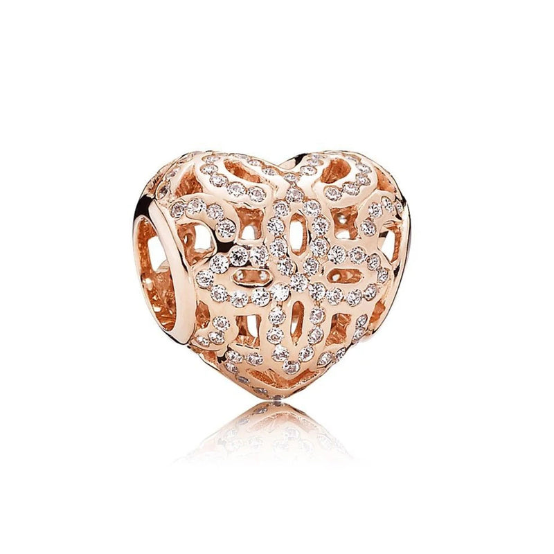 925 Sterling Silver Chinese Pendant Rose Beaded Hollow Jewelry