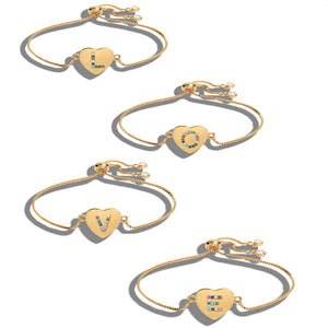 Alphabet Bracelet Women Rainbow Zircon Jewelry