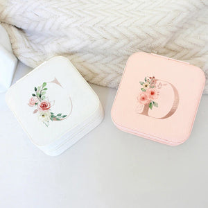 Alphabet Flowers Jewelry Box Earring Necklace Ring Display Travel Gift