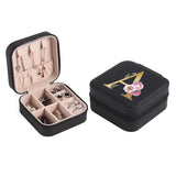 Alphabet Rose Flower Jewelry Boxes Display Packaging Travel Case Zipper
