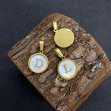 Capital Letters Shell Pendant Necklace Stainless Steel Jewelry
