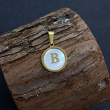 Capital Letters Shell Pendant Necklace Stainless Steel Jewelry