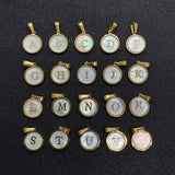 Capital Letters Shell Pendant Necklace Stainless Steel Jewelry