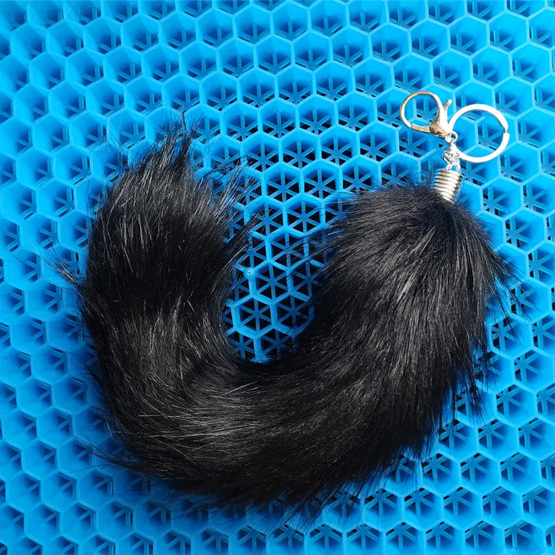 26 Colors Fluffy Faux Fox Tail Key Chain 26cmx8cm Bag Backpack Charm