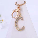 26 Initials Alloy Keychains Rhinestone Handbag Key Chains Name Letter Keyrings