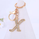 26 Initials Alloy Keychains Rhinestone Handbag Key Chains Name Letter Keyrings