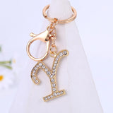 26 Initials Alloy Keychains Rhinestone Handbag Key Chains Name Letter Keyrings