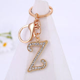 26 Initials Alloy Keychains Rhinestone Handbag Key Chains Name Letter Keyrings
