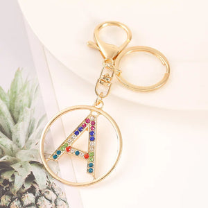 26 Initials Handbag Keychains Rhinestone Letter Alphabet Keyrings
