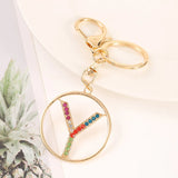 26 Initials Handbag Keychains Rhinestone Letter Alphabet Keyrings