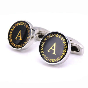 A-Z French Style Initial Cufflinks Alphabet Buttons Men's Twins Wedding