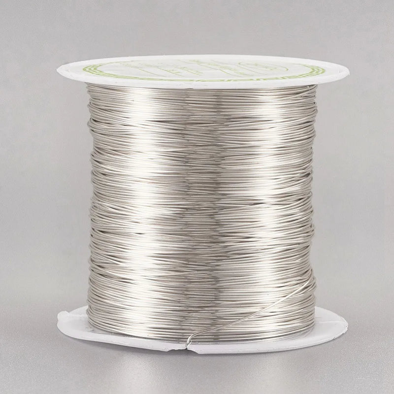 26 Gauge 0.4mm 124.67 Feet Copper Beading Wire Silver Plated