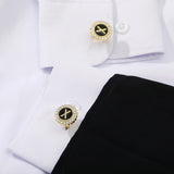 Galaxy Golden Gear Crystal Cufflinks Formal Shirt Jewelry Gift