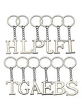 Initials Letter Key Pendant Green Pompom Glitter Resin Alphabet Keychain