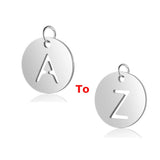 26 Initials Pendants 12mm A-Z Stainless Steel DIY Necklace Charm